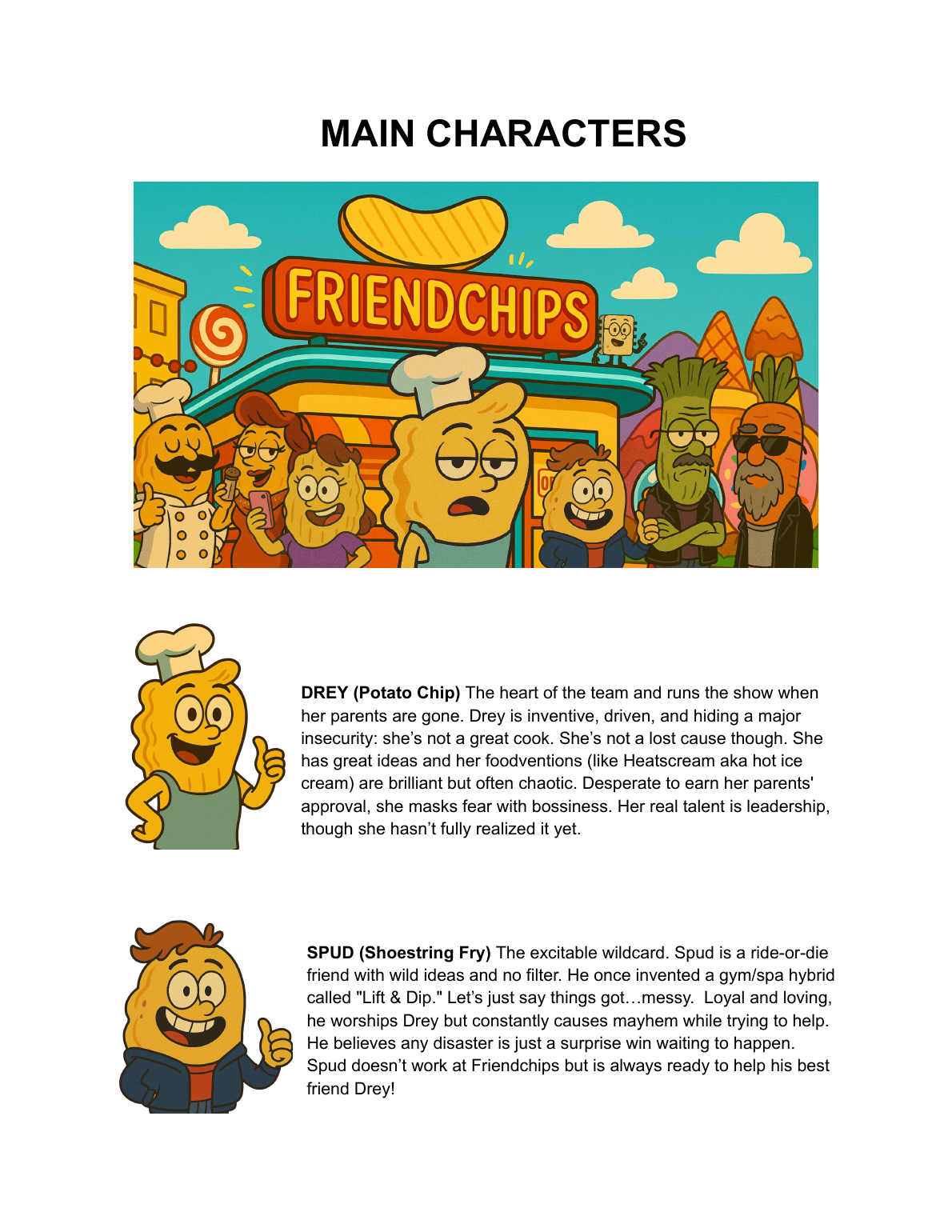 Character page from original pitch