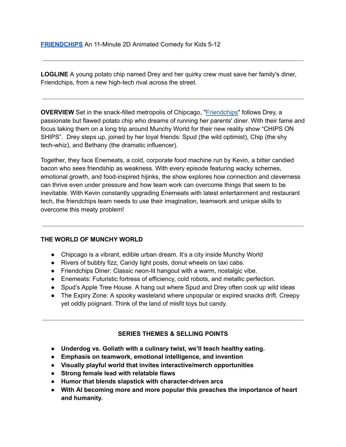 Overview page from original pitch
